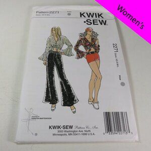Kwik Sew 2271 Sewing Pattern UNCUT 60s Bellbottoms & Bell Sleeves Blouse